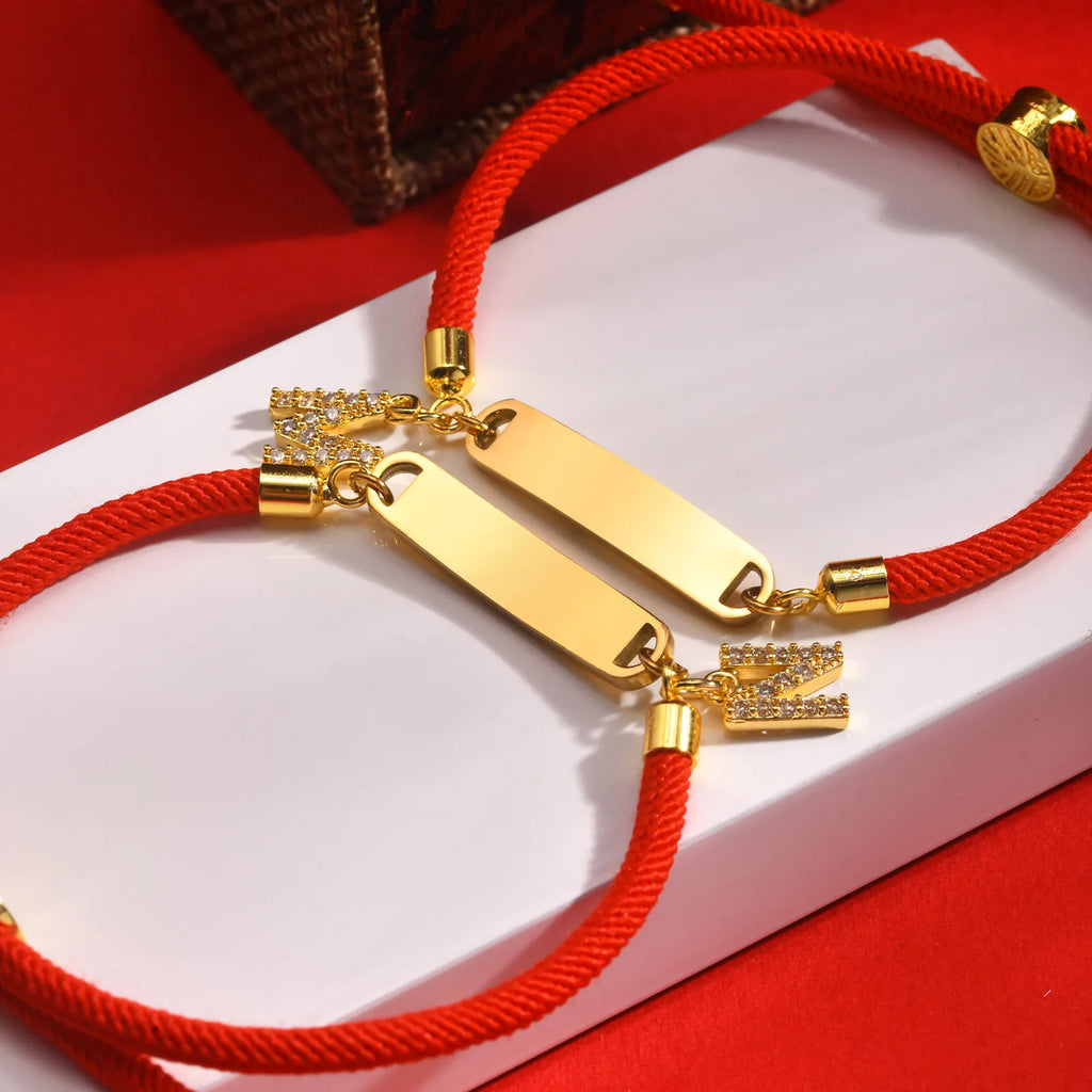 Custom Initial Name Bracelet – Kids Adjustable Red Rope Gift Personalized Bracelet SPOT
