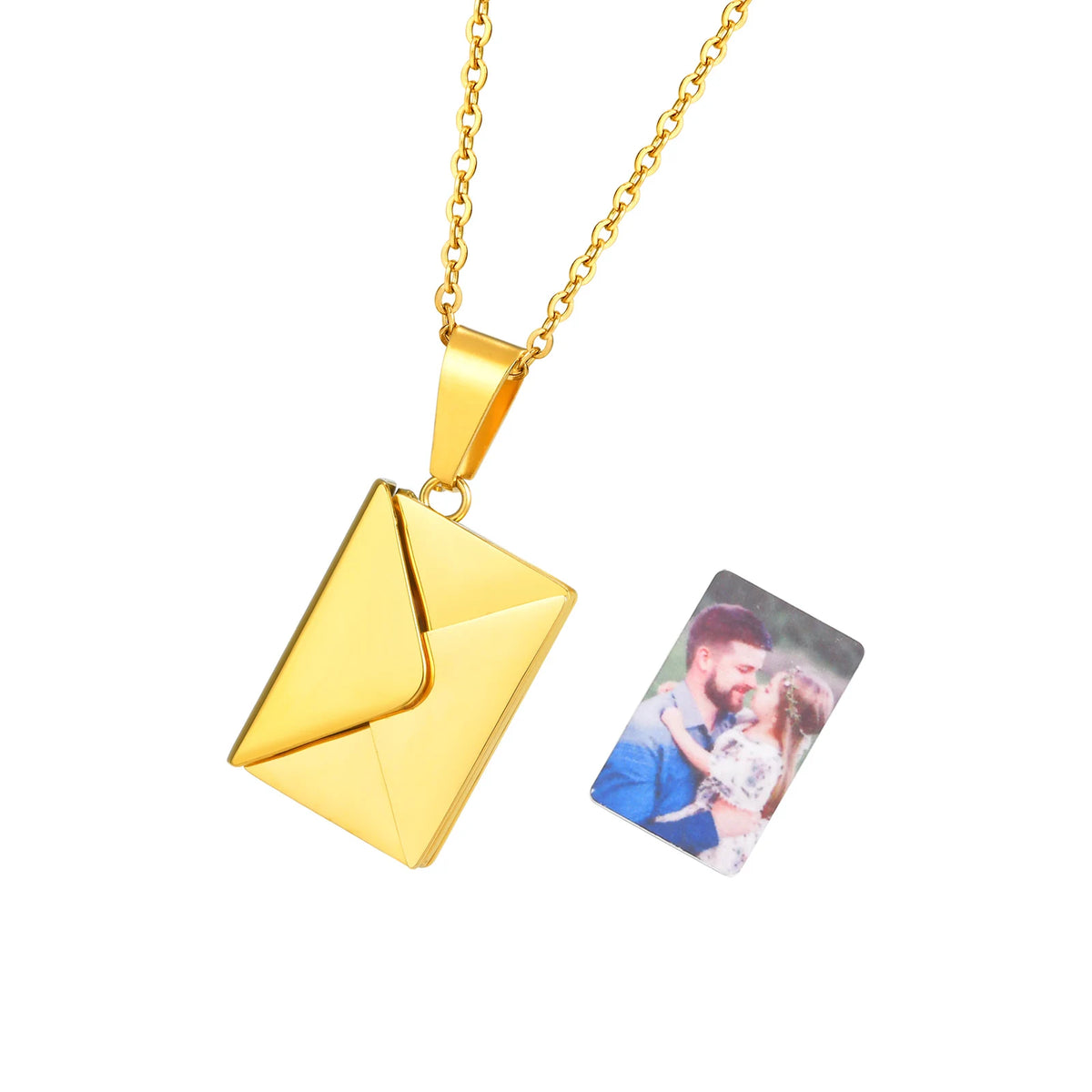 Personalized Photo Locket Necklace – Envelope Pendant for Women Personalized Locket Necklace SPOT PN-2128G 45cm-50cm