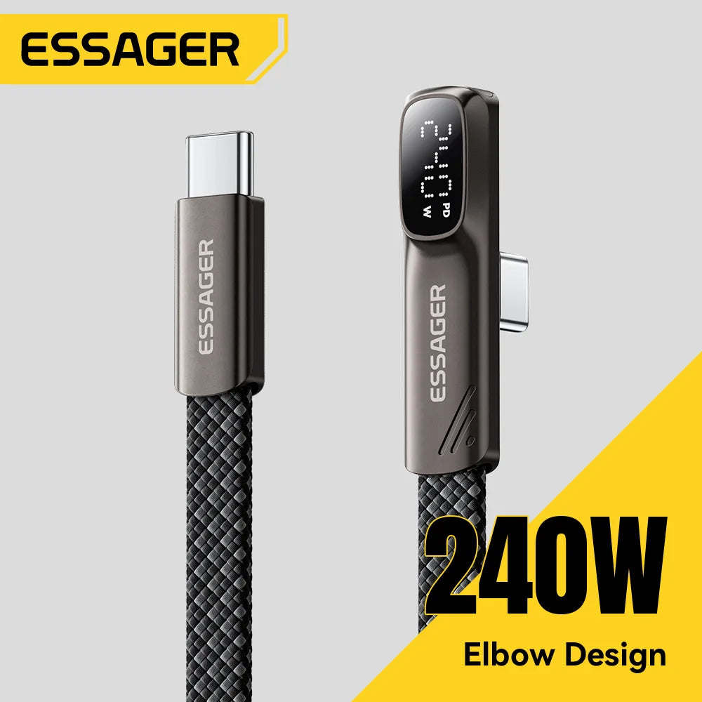 Essager 240W USB-C Elbow Fast Charging Cable | 1m/2m USB-C Charging Cable SPOT