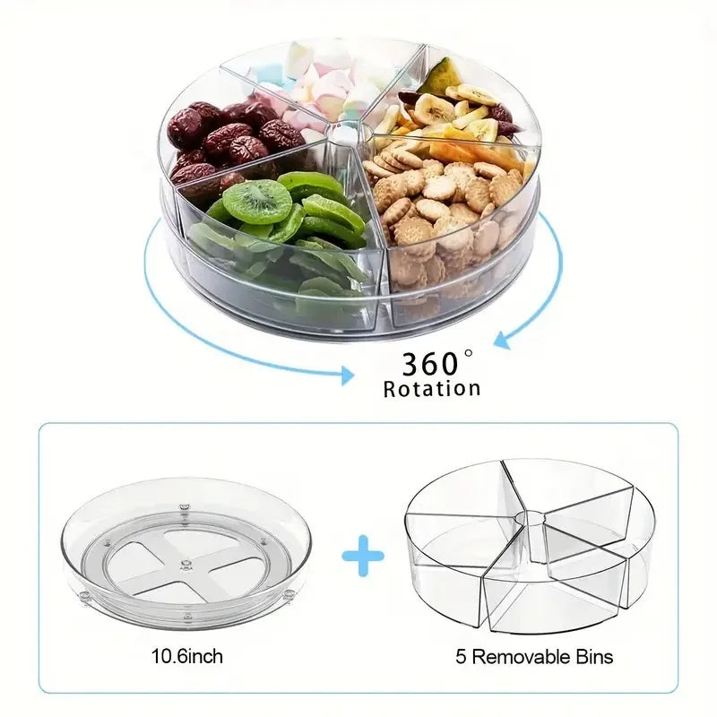 11" Rotatable Lazy Susan Organizer with 5 Divided Bins Lazy Susan Organizer SPOT