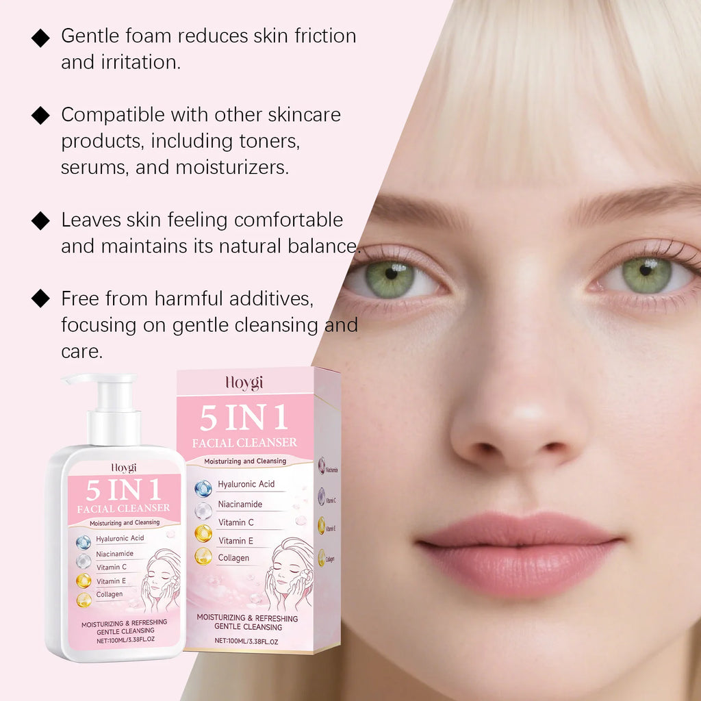 Hoygi 5-in-1 Hydrating Foam Facial Cleanser – 100ml Facial Cleanser SPOT