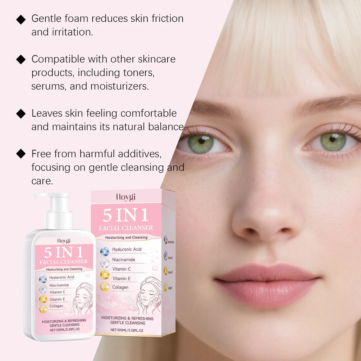Hoygi 5-in-1 Hydrating Foam Facial Cleanser – 100ml Facial Cleanser SPOT