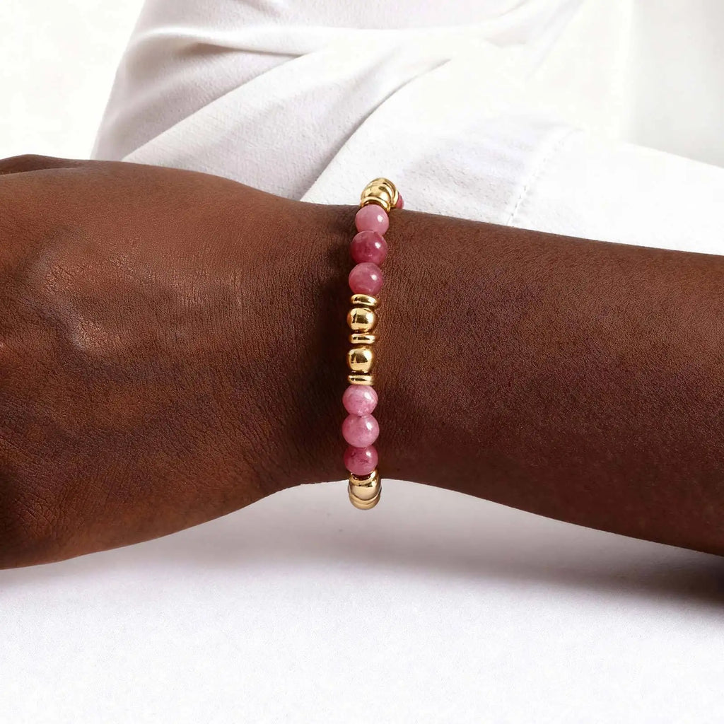 Meaeguet Natural Stone Beaded Bracelet – Women's Gold Charm Beaded Charm Bracelet SPOT