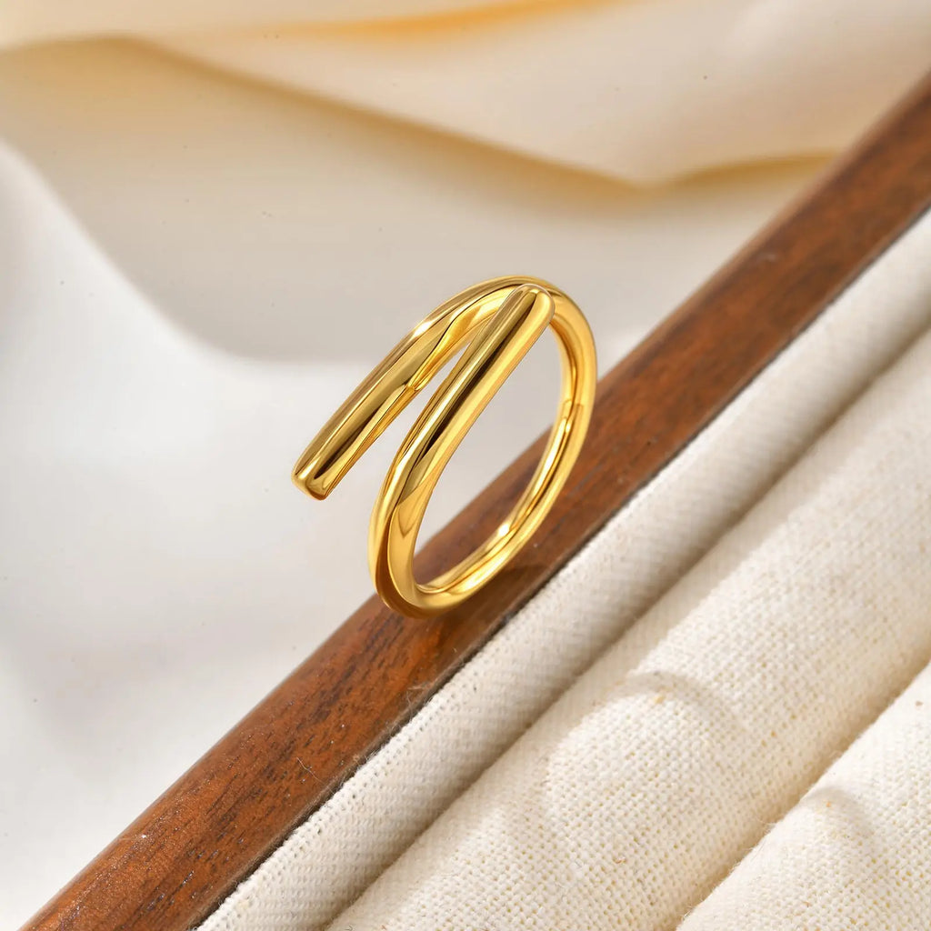 Chunky Adjustable Heart Wing Ring – 18K Gold Stainless Steel Statement Ring SPOT