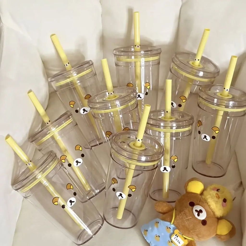 Rilakkuma Bear Straw Cup – Large Kawaii Tumbler with Lid Kawaii Straw Tumbler SPOT
