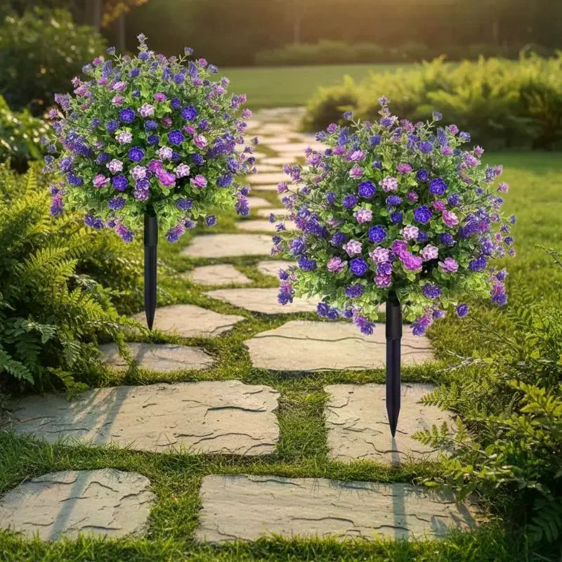 Artificial Petunias with Ground Stake – 18" Outdoor Faux Flowers Artificial Garden Flowers SPOT