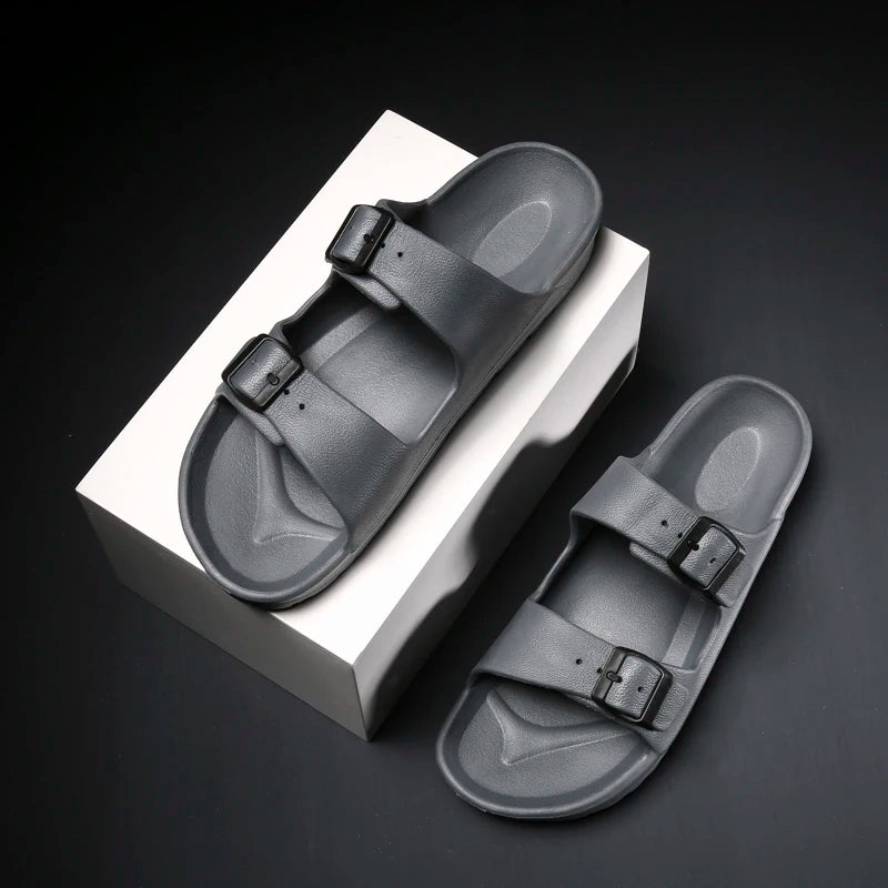 Lightweight EVA Sandals – Adjustable Dual Strap Slides EVA Flat Sandals SPOT 42 GRAY