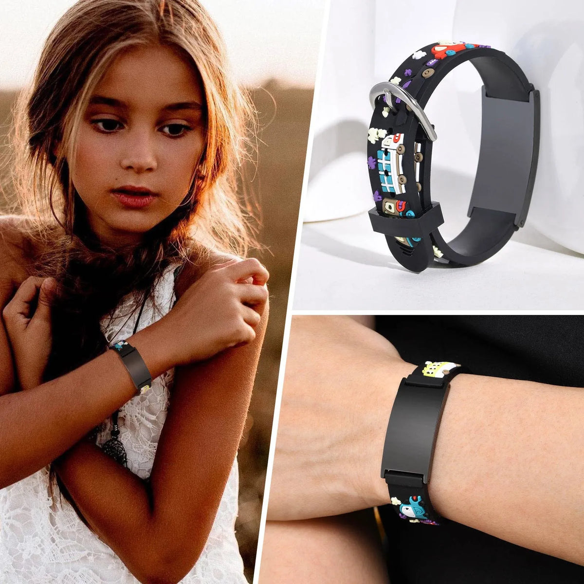 Kids Personalized Silicone ID Bracelet – Engraved Car Link Kids ID Bracelet SPOT