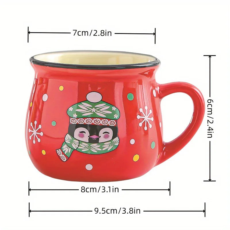 Christmas Ceramic Mug 150ml – Santa & Penguin Xmas Cup Ceramic Holiday Mug SPOT