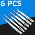 6-Pack Anti-Magnetic Stainless Steel Precision Tweezers Set Precision Tweezers Set SPOT 1 Set