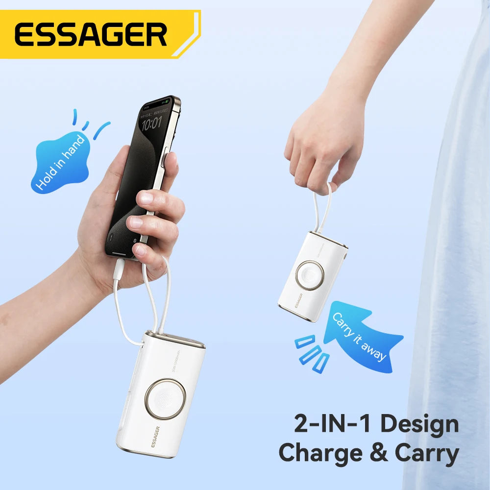 Essager 10000mAh Power Bank PD 30W + Apple Watch Charger Portable Power Bank SPOT