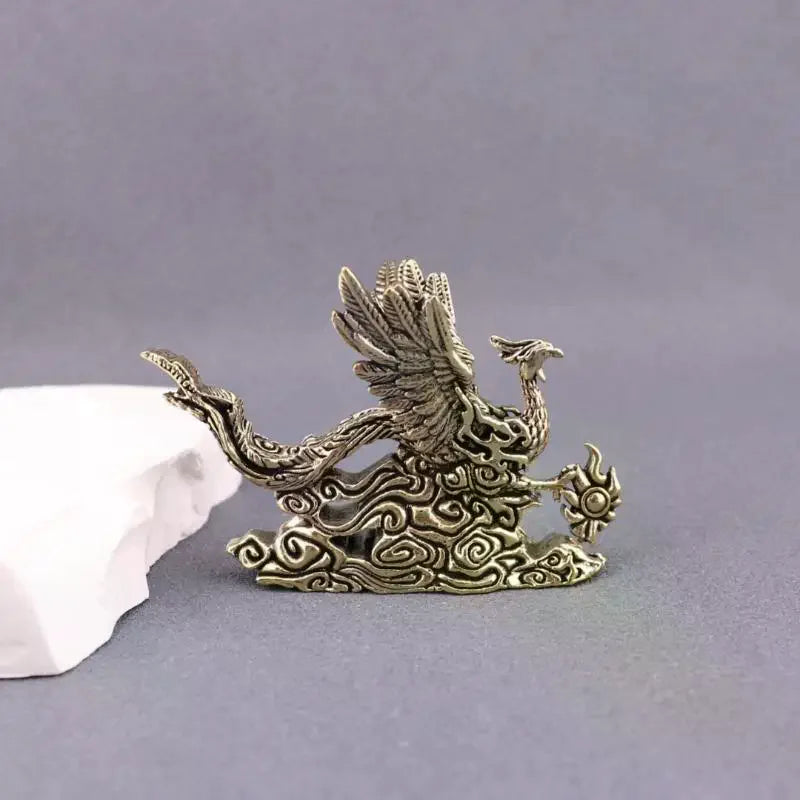 Brass Phoenix Figurine – Good Luck Desktop Ornament & Gift Decorative Figurine SPOT