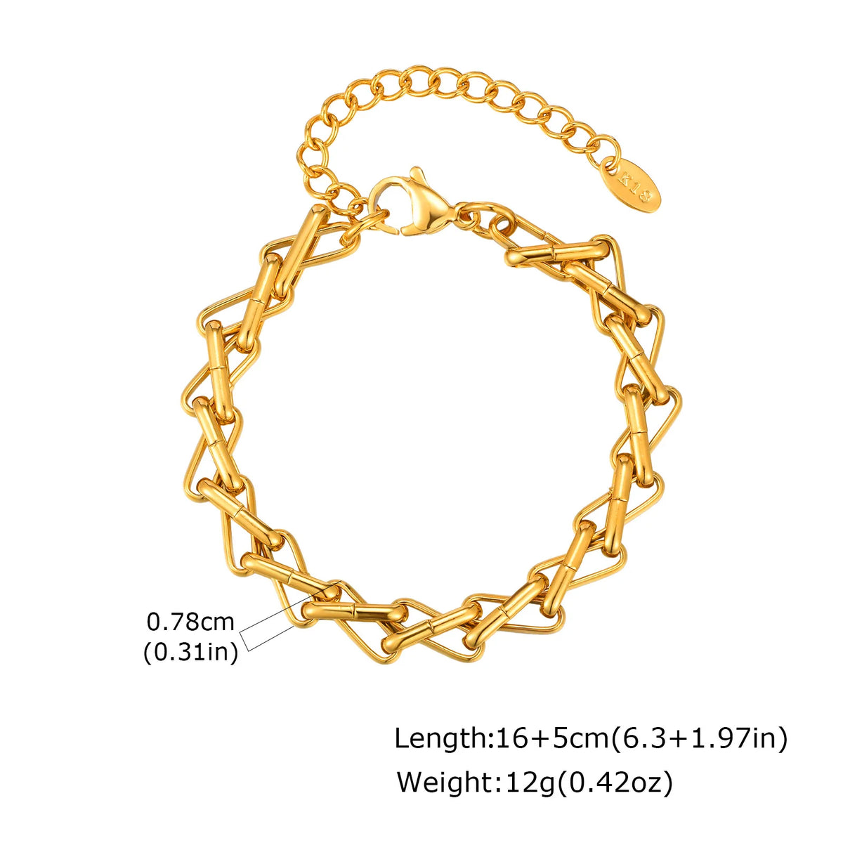 Meaeguet 18K Gold Chunky Chain Bracelet | 316L Stainless Steel Chain Link Bracelet SPOT BR-2596G