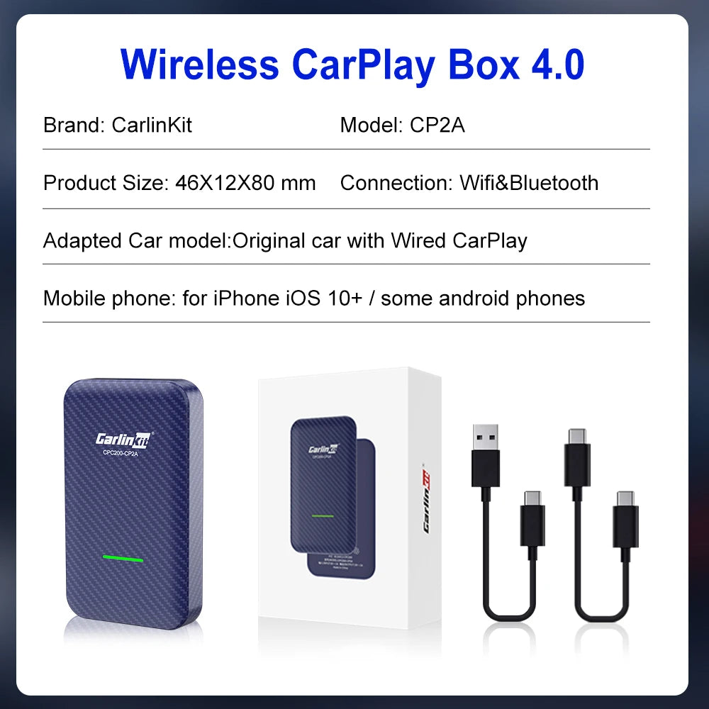 CarlinKit 4.0 Wireless CarPlay & Android Auto Adapter Dongle Wireless CarPlay Adapter SPOT CarlinKit 4.0 wired to wireless