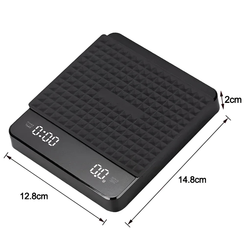 Digital Coffee Scale with Timer & LED Display – 3kg/0.1g USB Digital Coffee Scale SPOT Black With Pad 3Kg 0.1g