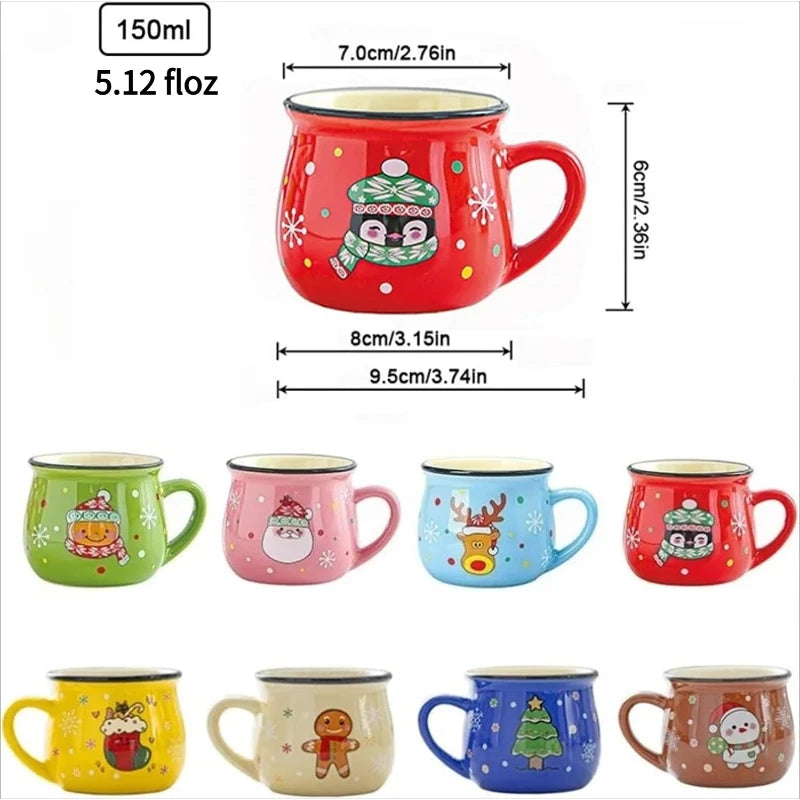 Santa Claus Ceramic Mousse Cup 5oz – 8 Colors | Kids Xmas Mug Ceramic Holiday Mug SPOT