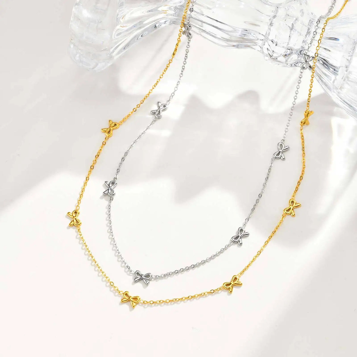 Dainty Bow Necklace – Silver Bowknot Choker for Women Bow Choker Necklace SPOT