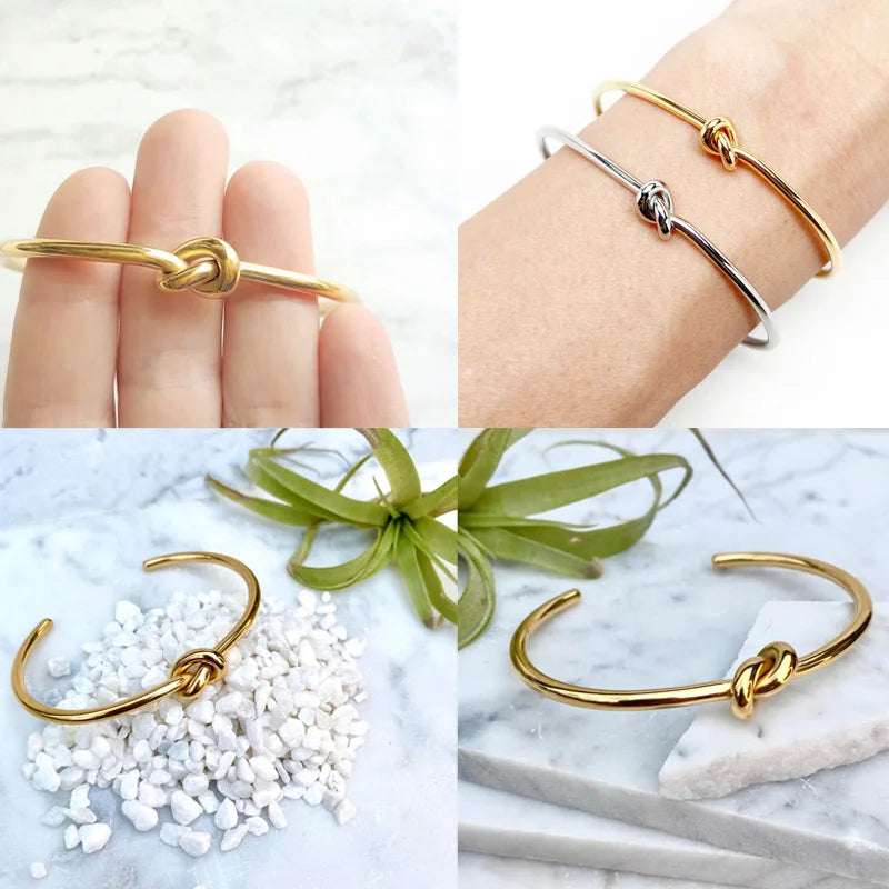 Meaeguet Open Knot Cuff Bangle Bracelet – Gold, Rose Gold Cuff Bangle Bracelet SPOT
