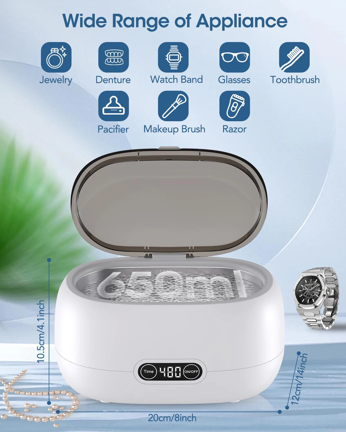 650ml Ultrasonic Cleaner 5 Modes & Timer | Jewelry & Glasses Ultrasonic Cleaner SPOT