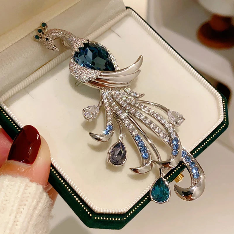 Peacock Rhinestone Brooch – Elegant Women's Pin Accessory Fashion Brooch Pin SPOT
