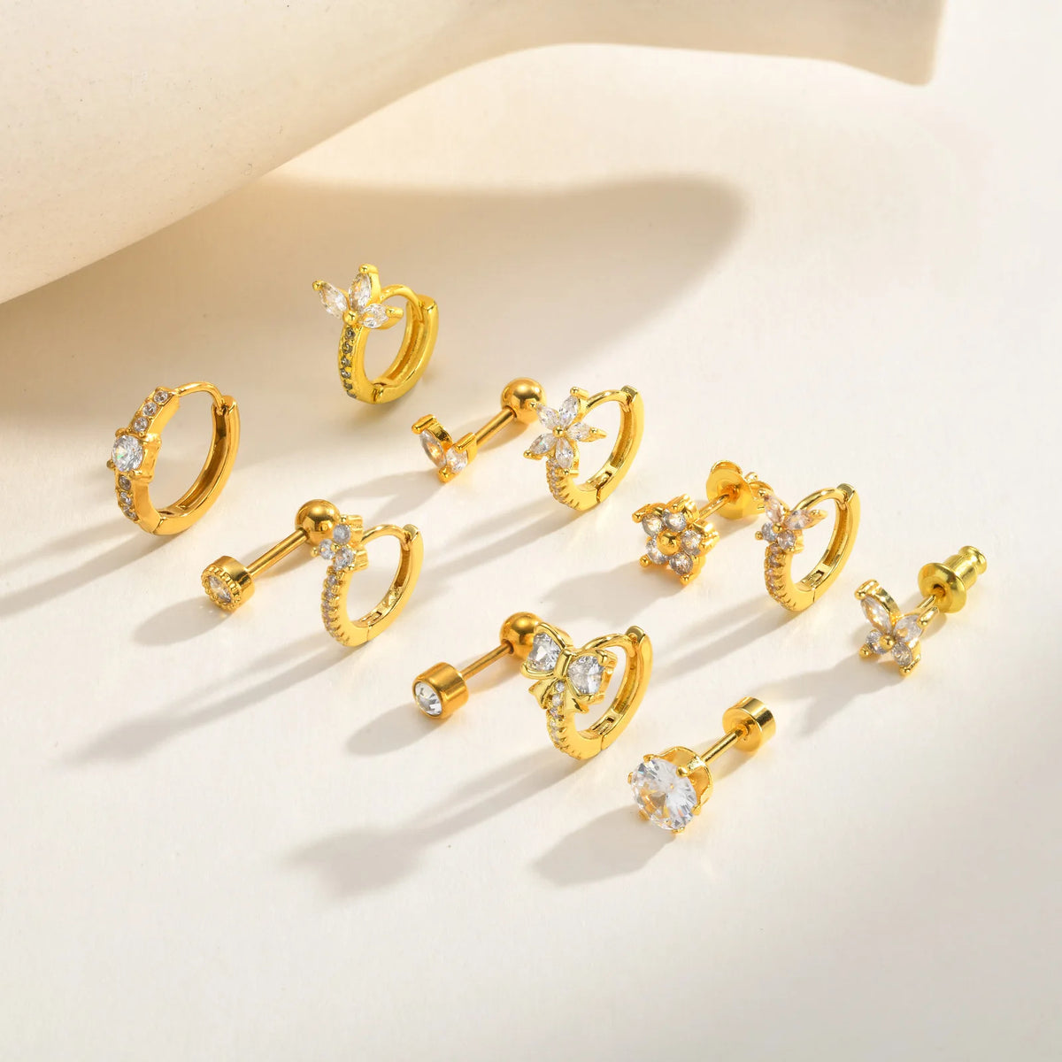 2-Pack Gold Huggie Hoop Earrings – Hypoallergenic CZ Set Huggie Hoop Earrings SPOT
