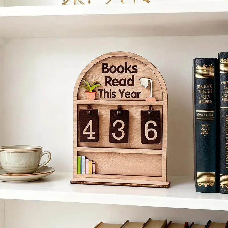 Wooden Reading Challenge Tracker – Books Read This Year Counter Reading Tracker Decor SPOT A4