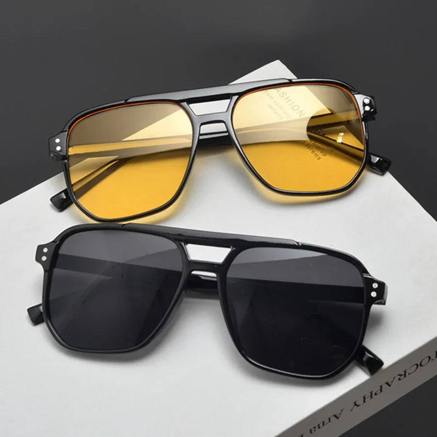 Vintage Unisex Square Sunglasses UV400 – Oversized Black Shades Unisex Sunglasses SPOT