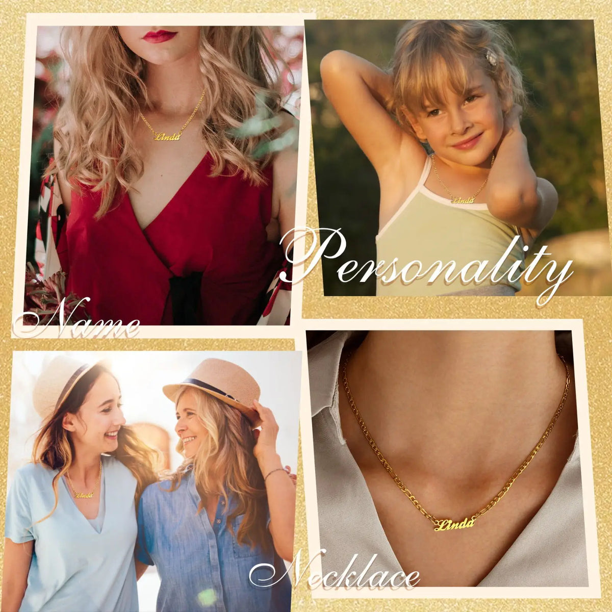 Personalized Name Necklace – Gold & Silver, 4 Chain Styles Personalized Name Necklace SPOT