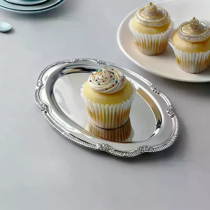 Vintage Embossed Silver Serving Tray – Desserts & Organizer Decorative Serving Tray SPOT