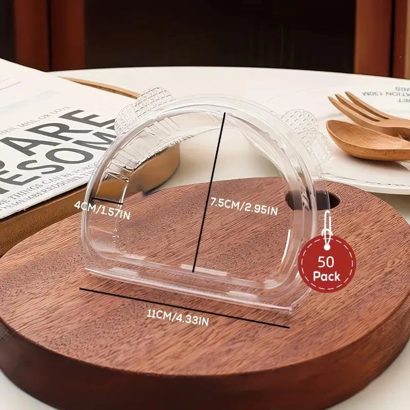 50-Pack Clear Mousse Cake Boxes with Lids & Stickers Cake Packaging Boxes SPOT