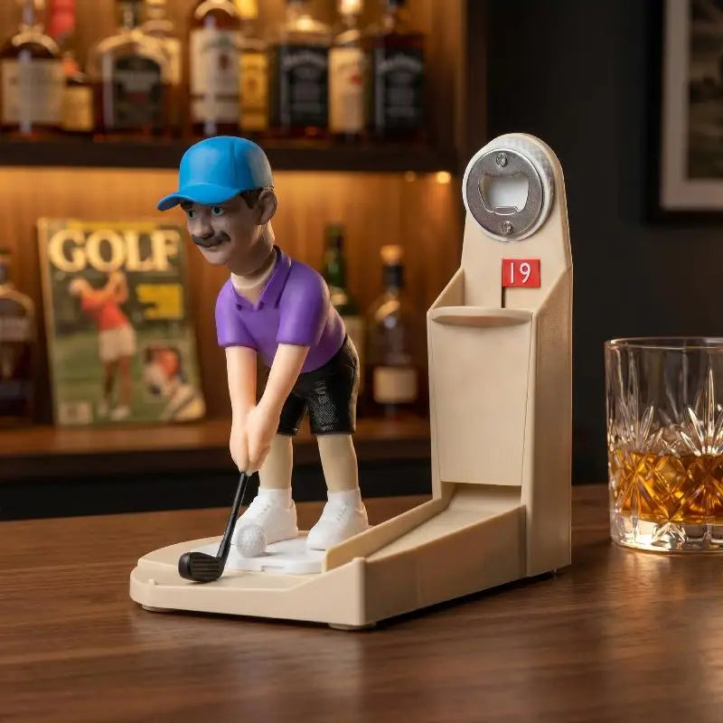 Golfer Figurine Beer Bottle Opener with Cap Collector | Golf Gift Novelty Bottle Opener SPOT