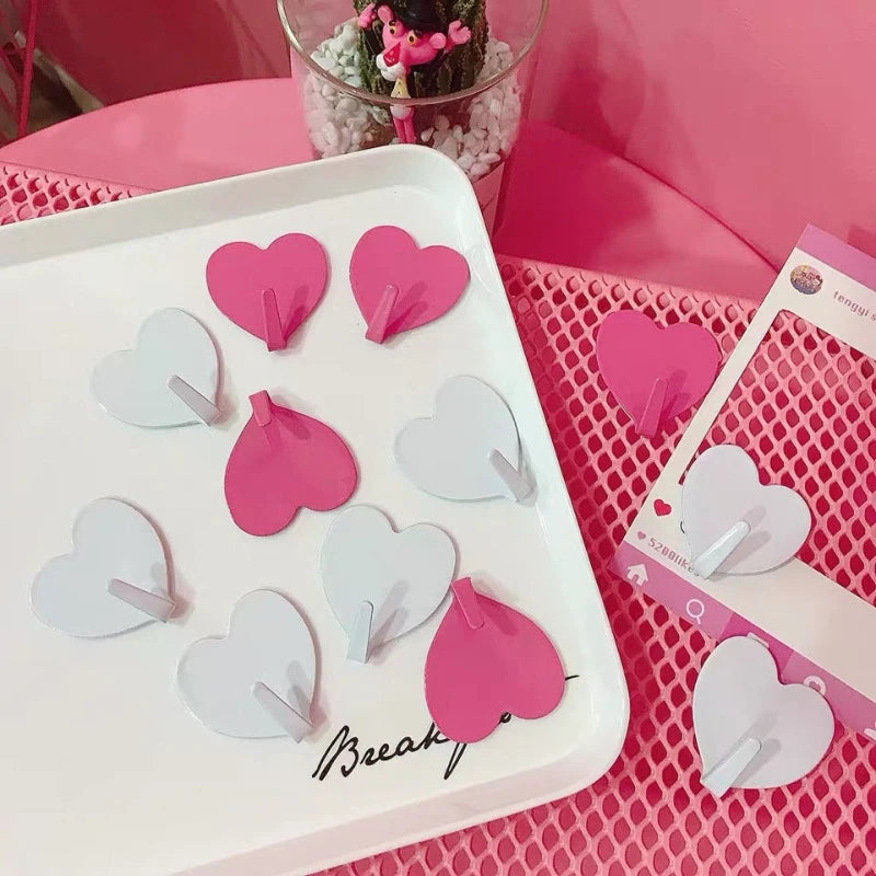 Heart-Shaped Adhesive Wall Hooks – Stainless Steel 3-Pack Adhesive Wall Hooks SPOT