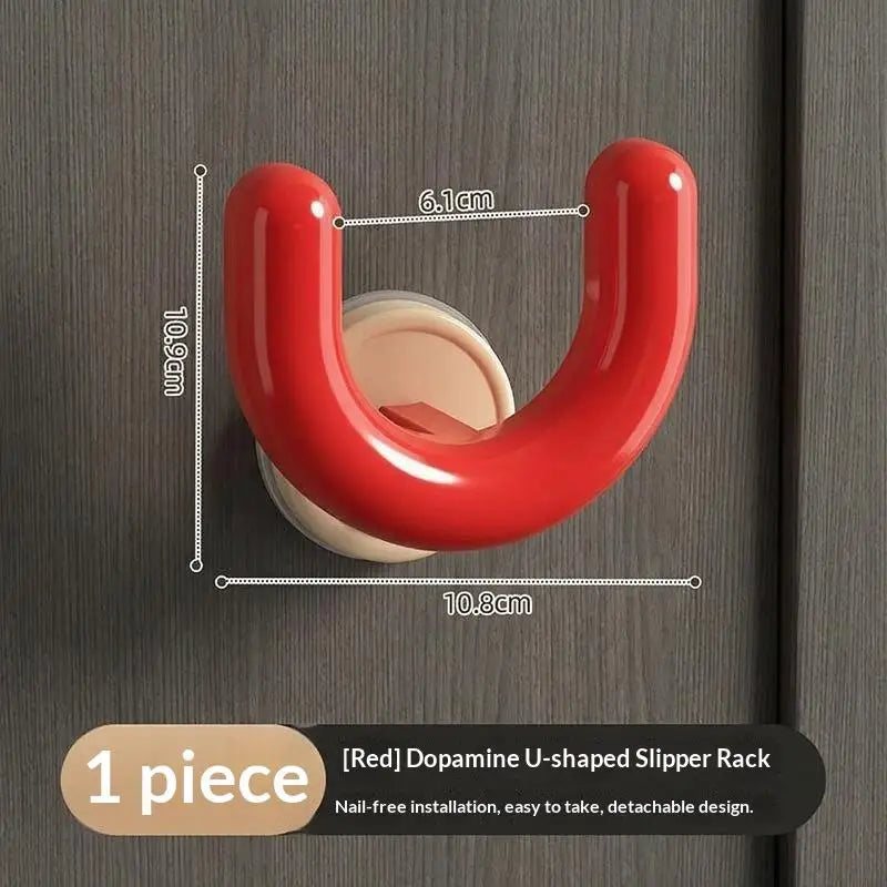 Wall-Mounted Suction Cup Slipper Hanger – U-Shape Organizer Bathroom Storage Rack SPOT A4