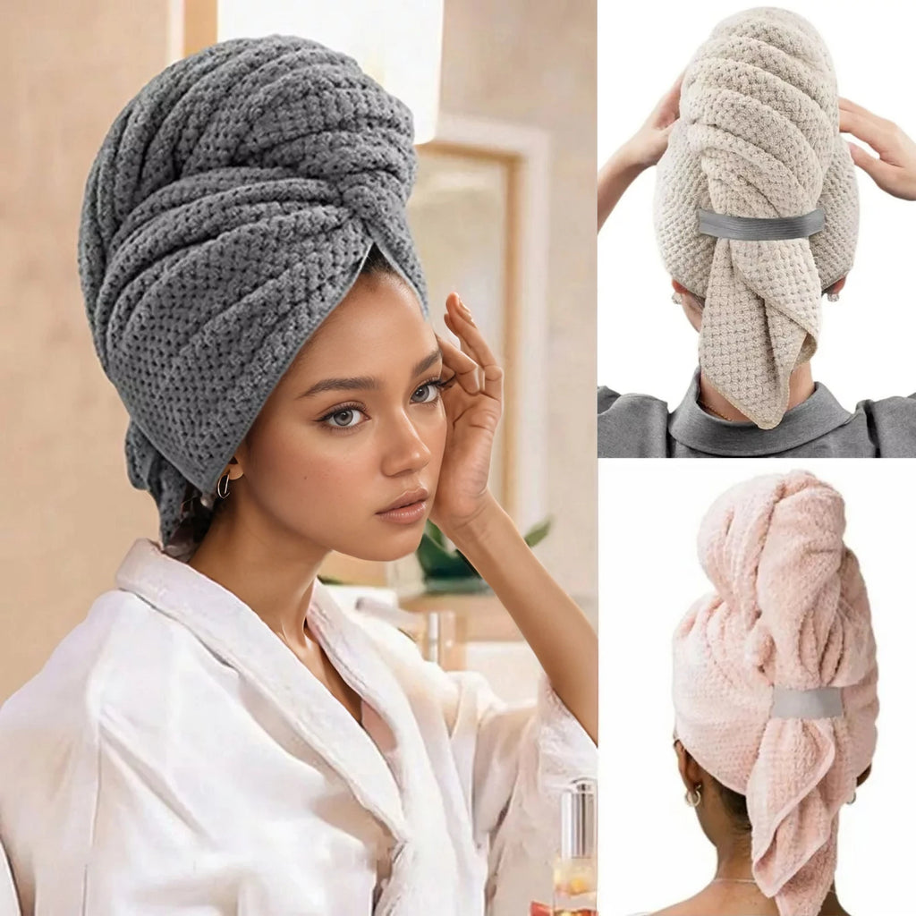 Large Microfiber Hair Towel Wrap with Elastic Loop – 60×100cm Microfiber Hair Towel SPOT