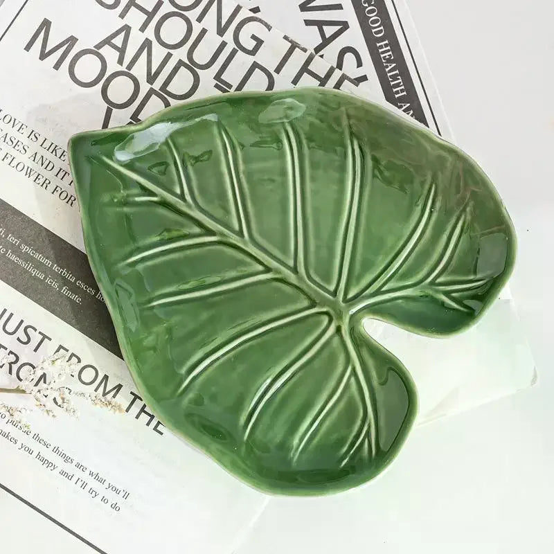 Ceramic Leaf Spoon & Spatula Holder – Kitchen Countertop Rest Ceramic Utensil Holder SPOT
