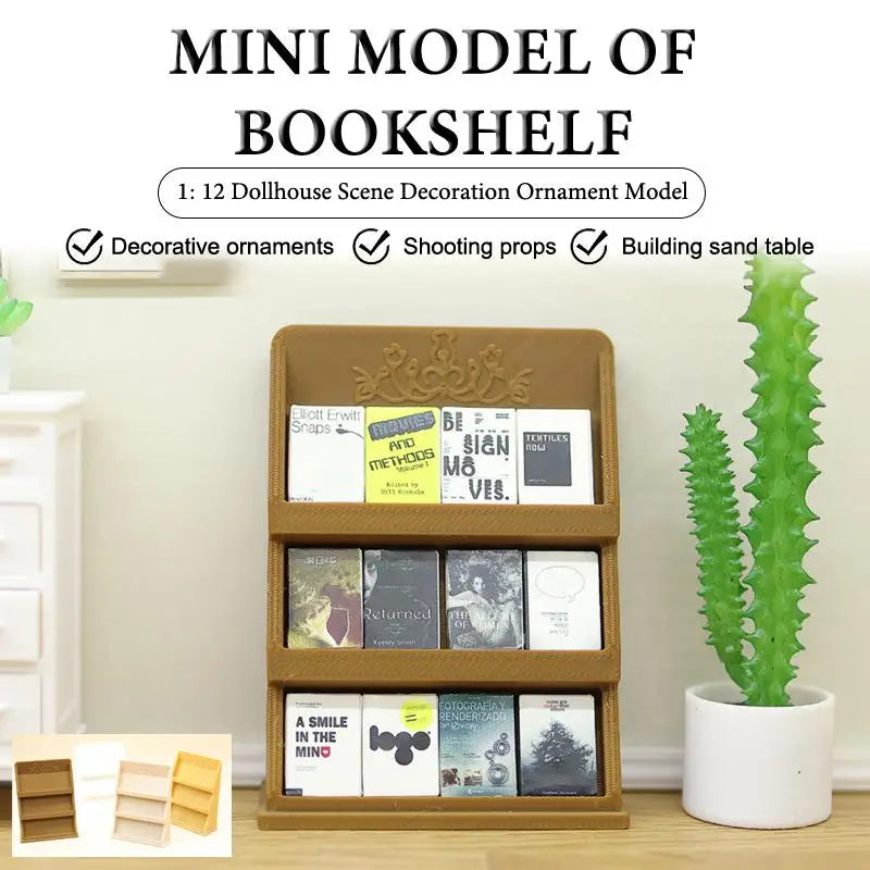1:12 Dollhouse Mini Bookshelf Display Rack – Study Decor Dollhouse Miniature SPOT