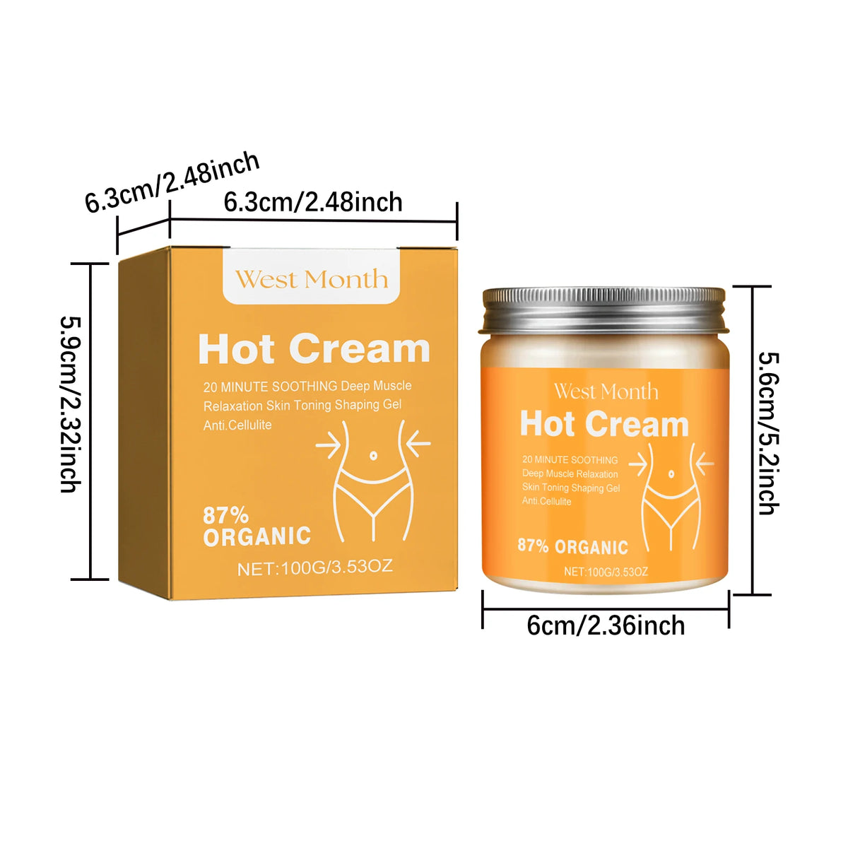 Hot Slimming Massage Cream – 87% Organic Anti-Cellulite Body Body Firming Cream SPOT