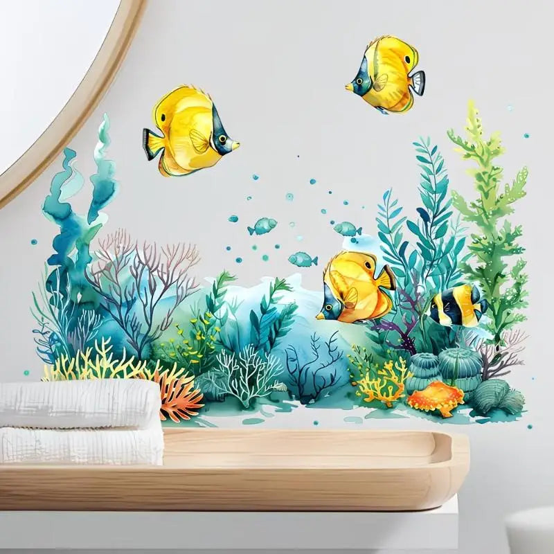 Ocean Fish Bathroom Wall Sticker – Waterproof PVC Decal Wall Decal Sticker SPOT