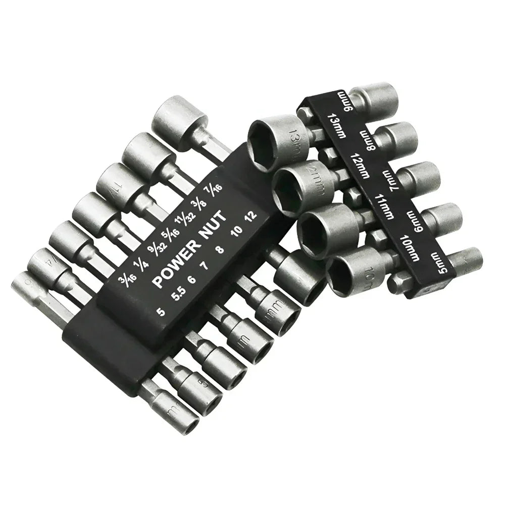 14-Pc Magnetic Nut Driver Hex Socket Drill Bit Set – Cr-V Steel Nut Driver Bit Set SPOT