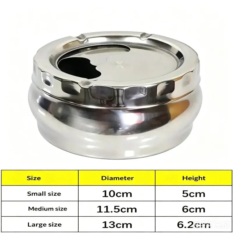 Stainless Steel Windproof Ashtray with Lid – 3 Sizes Windproof Ashtray SPOT