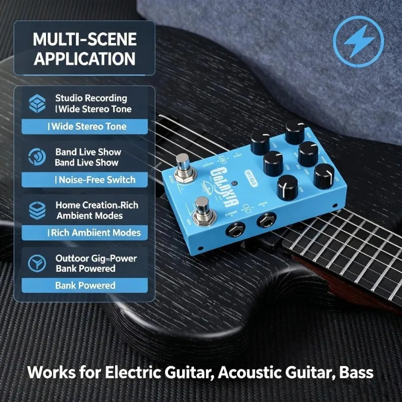 M-VAVE Galaxia Stereo Digital Reverb Pedal – 9 Algorithms Digital Reverb Pedal SPOT