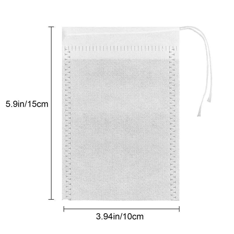 100-Pack Drawstring Tea Filter Bags – Biodegradable Non-Woven Tea Filter Bags SPOT one size White