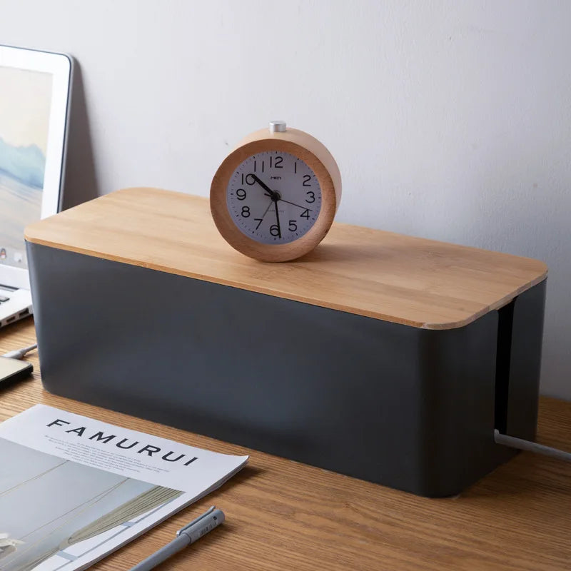 Wooden Cable Storage Box – Dustproof Cord & Charger Organizer Cable Storage Box SPOT