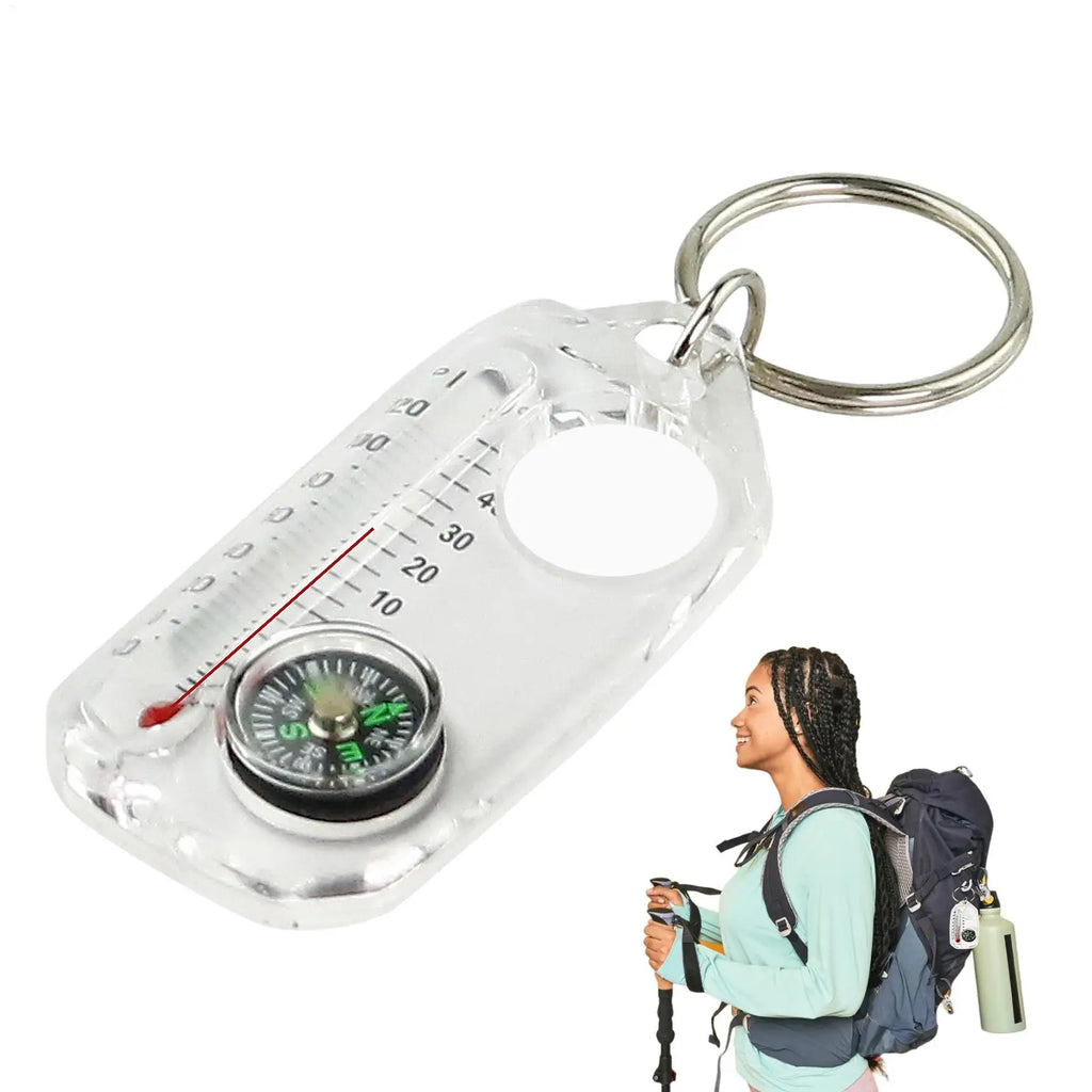 Mini Keychain Compass & Thermometer – Camping Outdoor Tool Keychain Compass SPOT