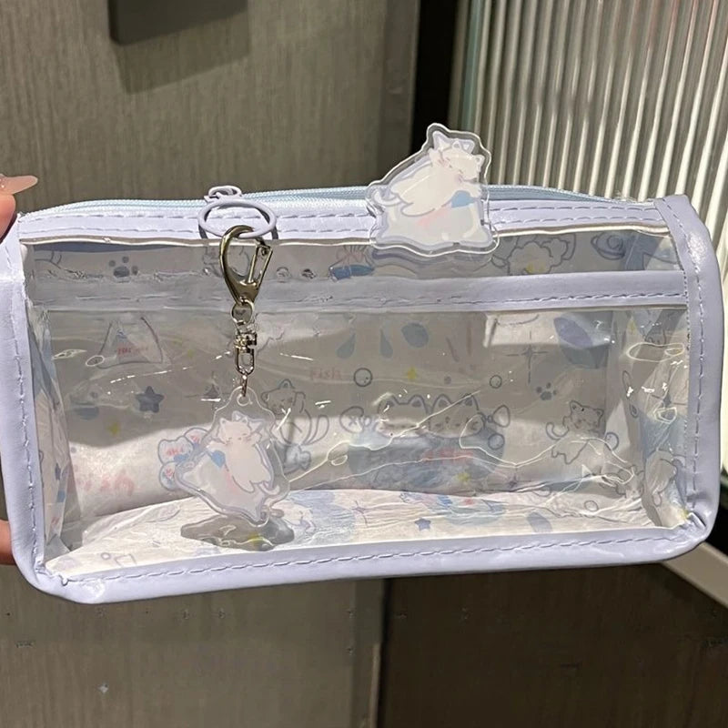 Cartoon Translucent Pencil Case – Large Capacity Stationery Bag Pencil Case SPOT