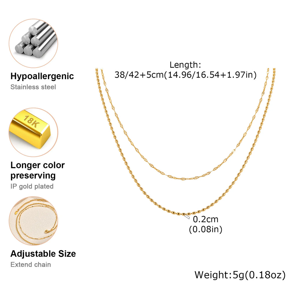 Minimalist Double Layer Chain Necklace – Gold Stainless Steel Layered Chain Necklace SPOT