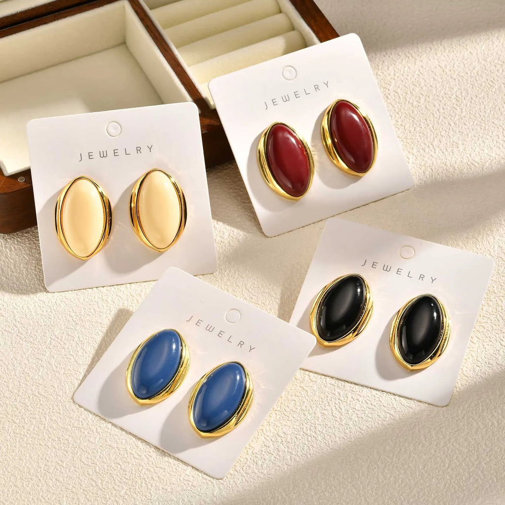 Meaeguet Geometric Resin Stud Earrings – Retro Ellipse Fashion Stud Earrings SPOT