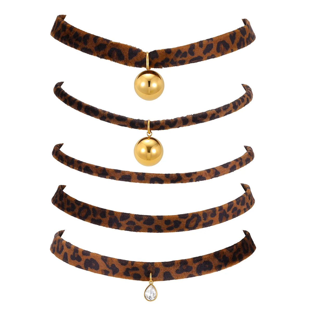 Leopard Print Choker Necklace – Stainless Steel Zirconia Charms Choker Necklace SPOT
