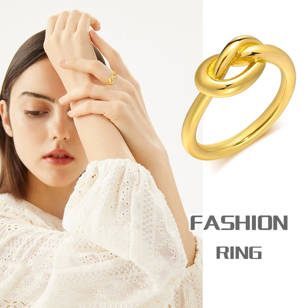 Love Knot Ring – 18K Gold Plated Stainless Steel Stacking Ring Stacking Ring SPOT