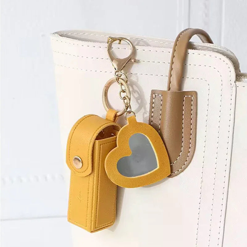 Lipstick Keychain Holder Bag with Mini Mirror – Portable Lipstick Keychain Bag SPOT